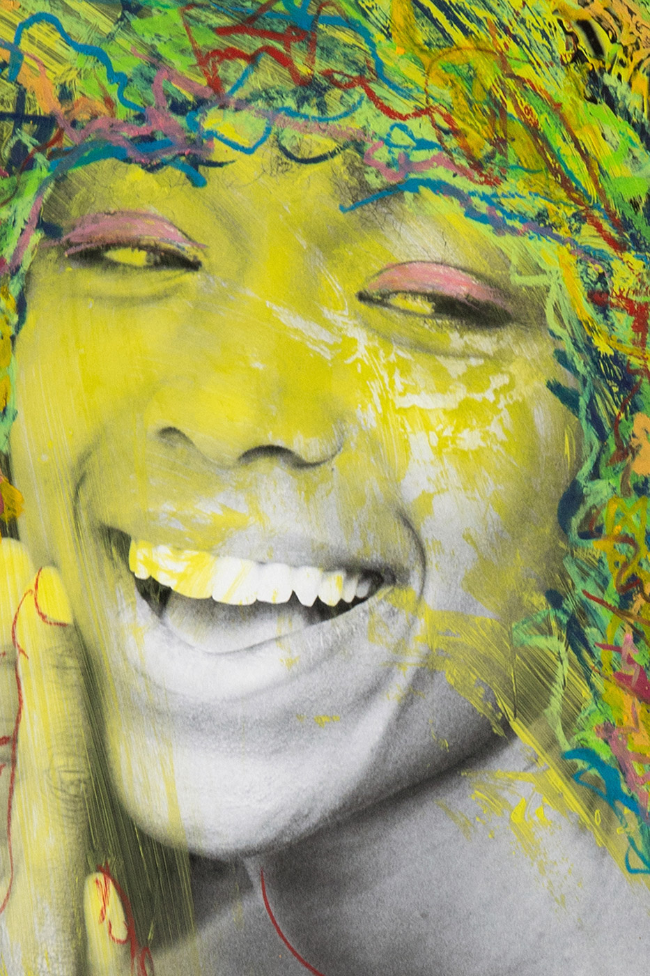 Carneval – Detail, Ölkreiden auf Fotopapier, zeitgenössische Collagenkunst, Martin Wieland