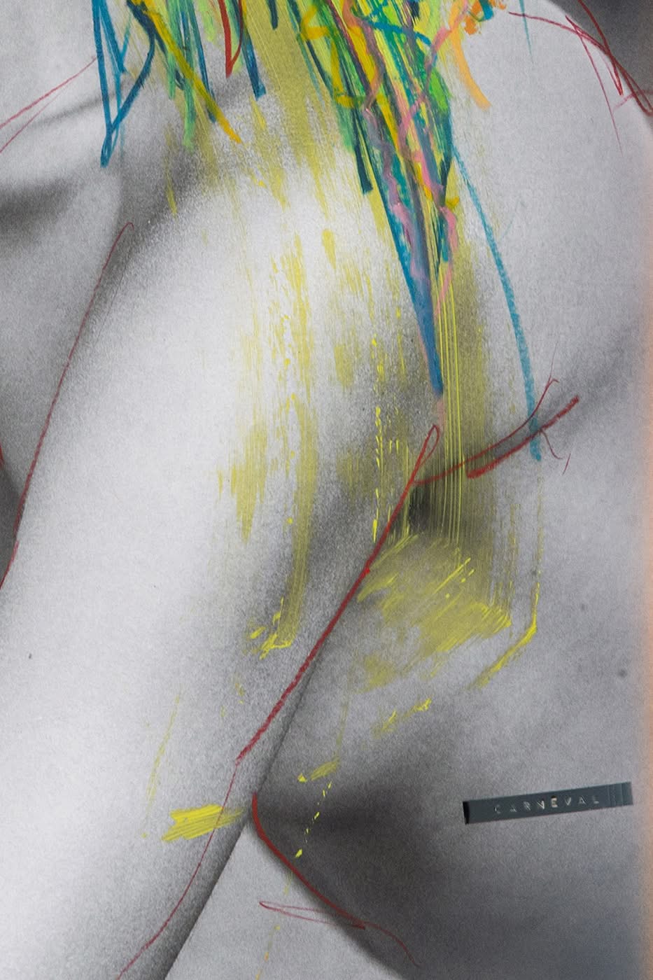 Carneval – Detail, Ölkreiden auf Fotopapier, zeitgenössische Collagenkunst, Martin Wieland