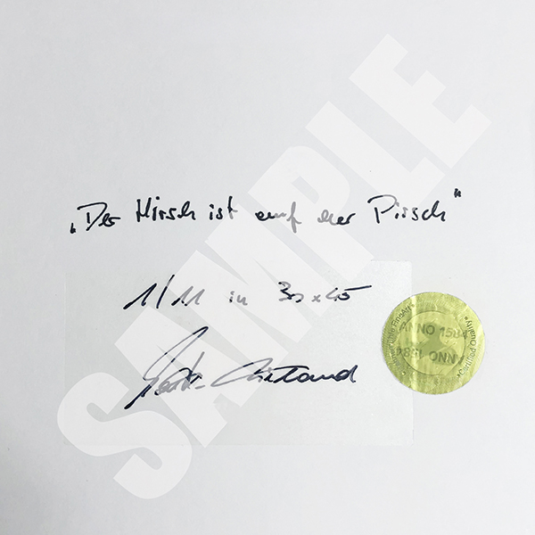 Collector’s Edition – reverse side of the original print with artwork title, edition number, signature and hologram (SAMPLE) – limited fine art photography