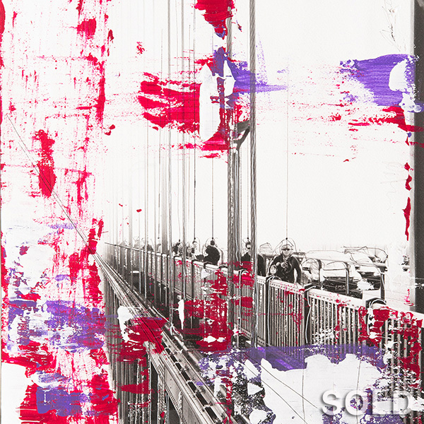 Moderne Collagenkunst der Golden Gate Bridge, Unikat auf Hahnemühle Papier