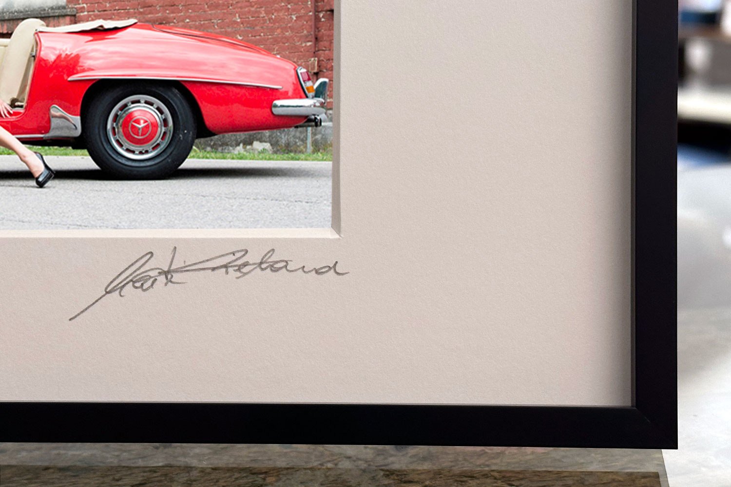 "Nitribitt’s Sunday Drive" – close-up of the print and frame – limited fine art nude photography