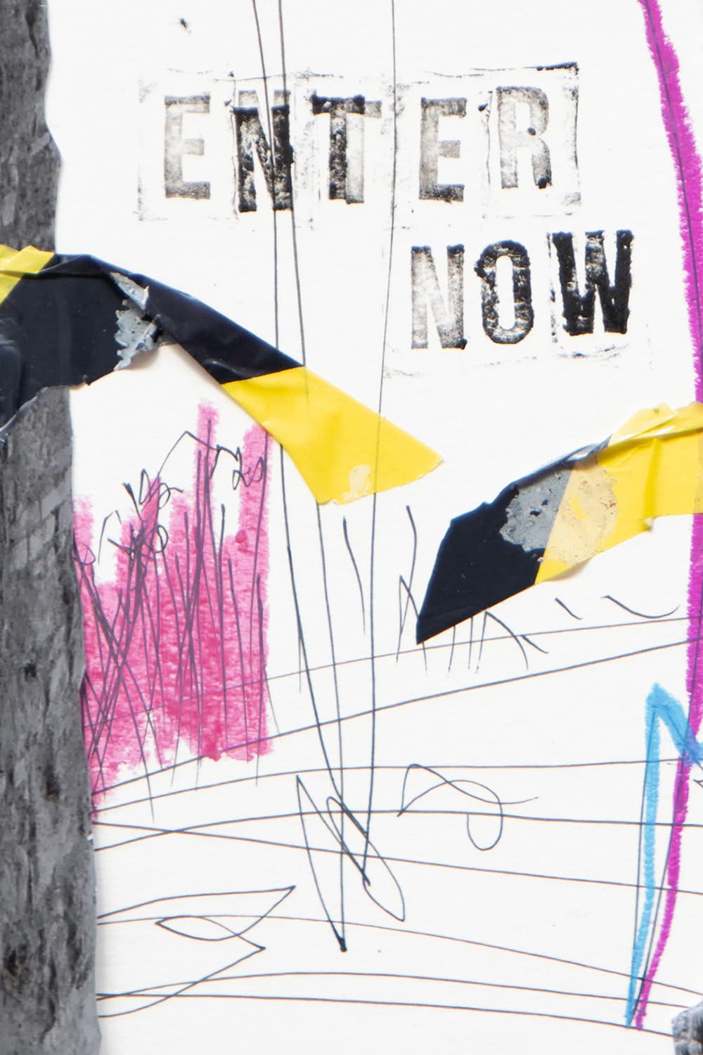 Enter Now – detail, tape collage and ink line on baryta paper – Detail 1